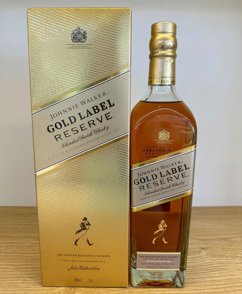 Rượu (Whisky) hiệu:JW GOLD LABEL RESERVE 1000ml,nồng độ cồn:  40% , 6 chai/thùng ( Hàng mới 100%).