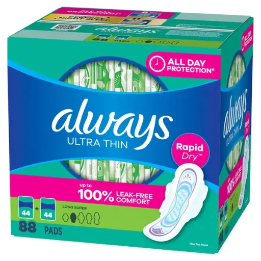 Băng vệ sinh phụ nữ Always Advanced Long Pads (Dòng thân dài), quy cách gói 88 miếng (88 counts).Hàng mới 100%